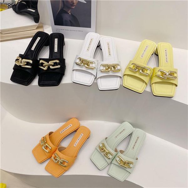 

low shoes womens slippers outdoor med shale female beach slides pantofle fashion square heel summer sabot soft 2021 luxury, Black