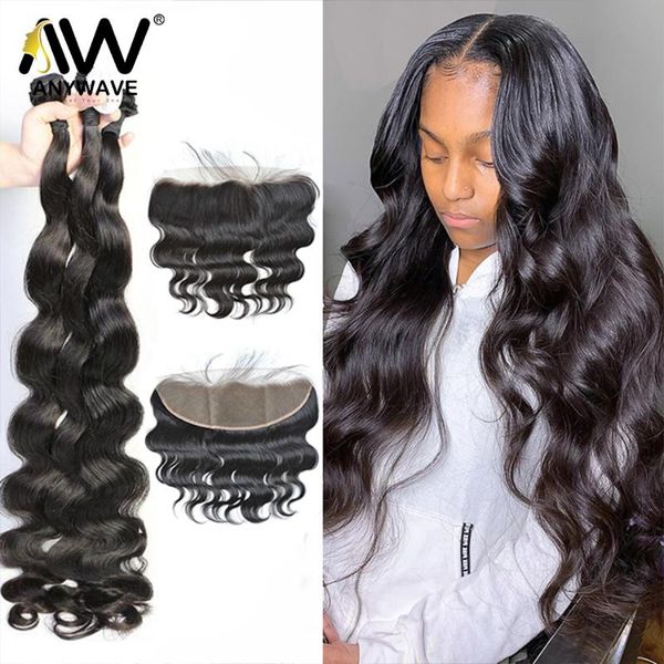 

human hair bulks malaysia body wave virgin 30 40 inch weave bundles with 13x4 lace frontal 3 4 closure extension wholesale, Black