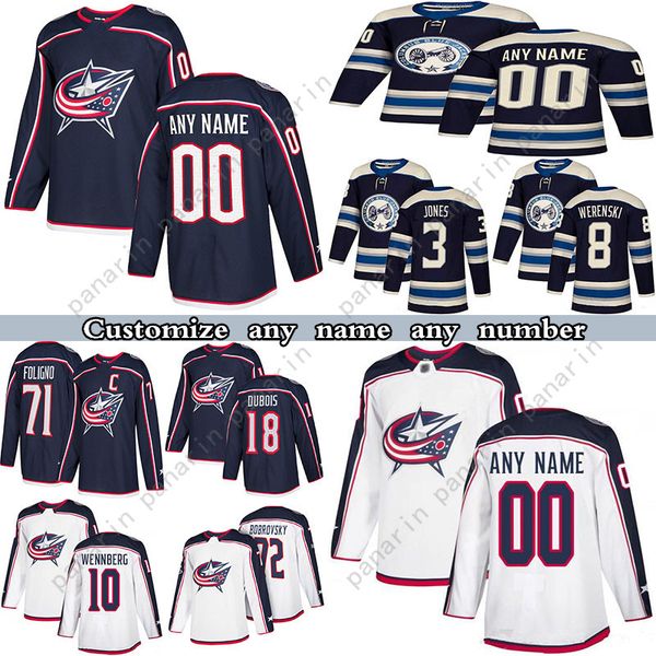 

custom columbus blue jackets hockey jerseys 13 cam atkinson 29 patrik laine 8 zachary werenski 71 nick foligno any number and name, Black;red