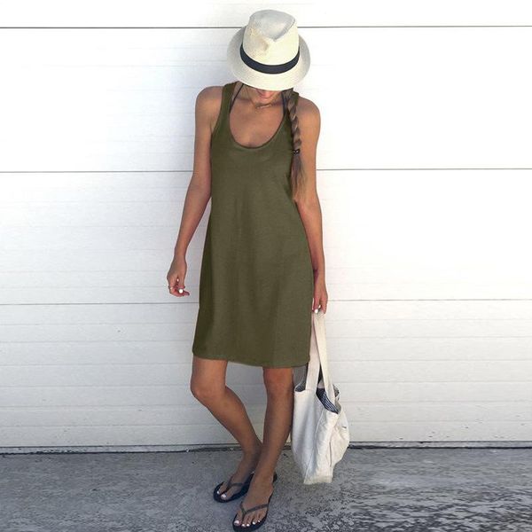 

casual dresses loose women basic dress effects o-neck mouwlless summer women's mini w9171, Black;gray