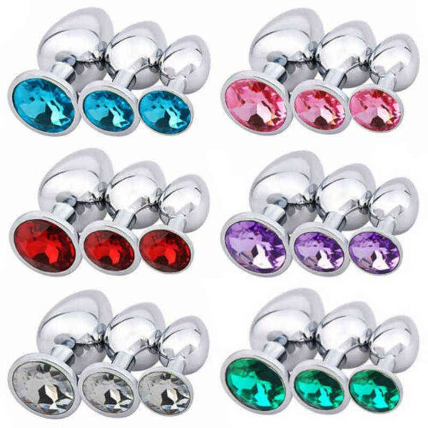 NXY Sexo Anal Brinquedos 3 Pcs Design de Jóias de Luxo Fetiche Aço Inoxidável Butt Plug Fantasia Restrições SM Estimulação Brinquedos para Unisex 1201