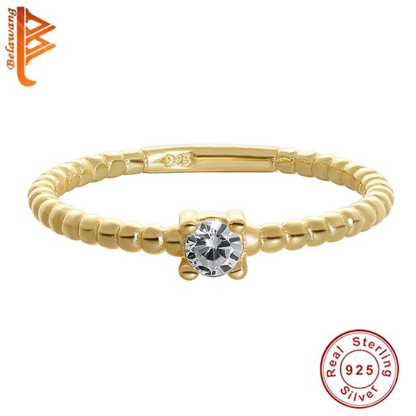

cluster rings belawang 2021 925 sterling silver crystal cz ring 14k gold plated beaded for women wedding jewelry, Golden;silver