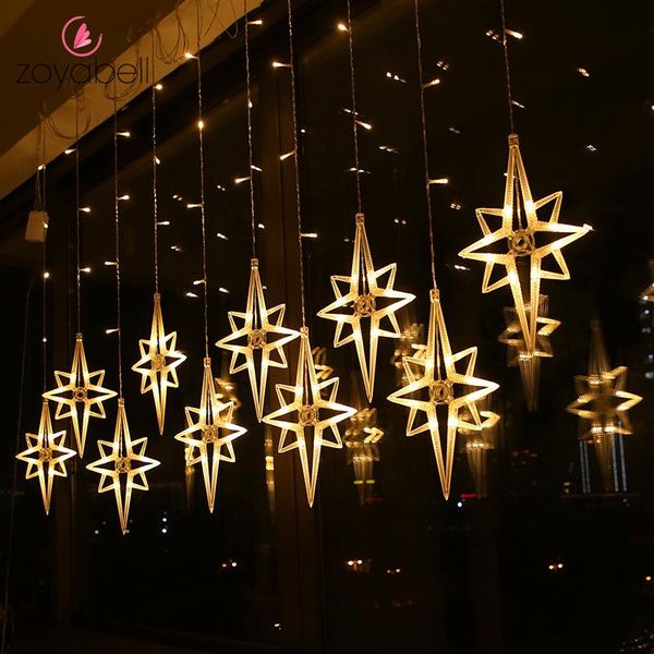 

strings 3.5m led star fairy curtain light christmas garland string lights for home year wedding party decorative lamp 220v eu plug
