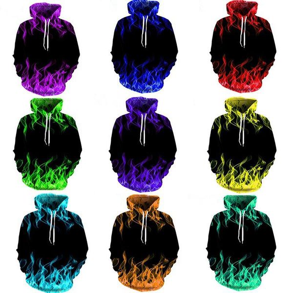 

men's hoodies & sweatshirts flame 3d hoodie teen printed men pullover fashion cool couple clothes 2021 autumn winter hooded swea, Black