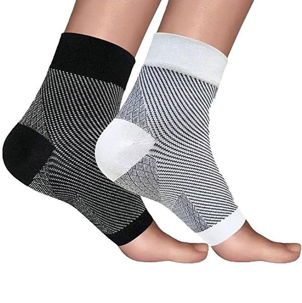 

pair oblique stripe sports compression ankle brace elastic protector socks for recovery joint pain support, Blue;black