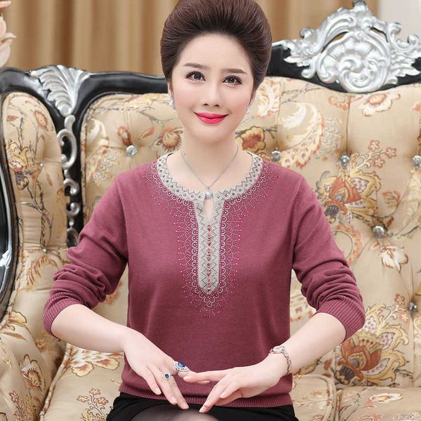 

women's knits & tees middle aged women sweaters fashion autumn winter warm o-neck pullover long sleeve casual loose knitted t 7ilq, White