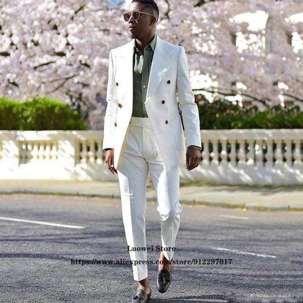 

men's suits & blazers white mens suit double breasted slim fit wedding groom tuxedo fashion 2 piece african male blazer terno masculino, White;black