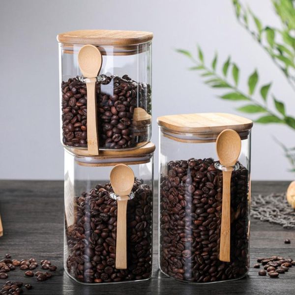 

storage bottles & jars 800-1200ml sealed jar tank with spoon condiment coffee bean kitchen supplies sugar bottle tea box container