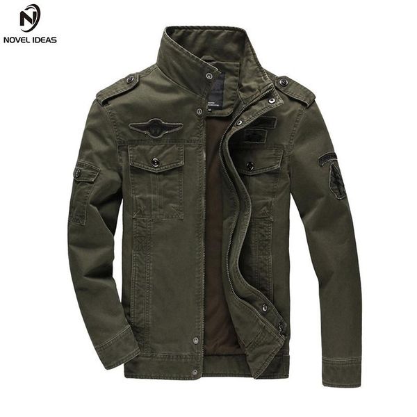 

men's jackets novel ideas army military outdoors stand collar jacket pilot outerwear denim male jaqueta, Black;brown