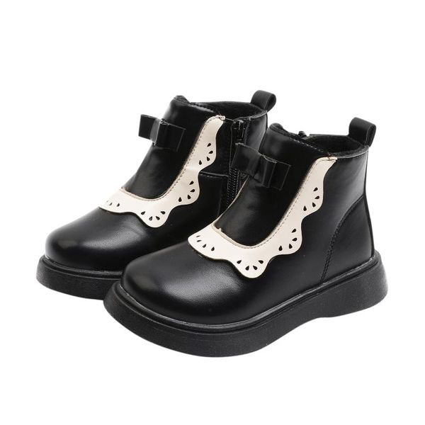 

boots 2022 children shoes pu leather waterproof warm kids snow girls boys rubber fashion, Black;grey