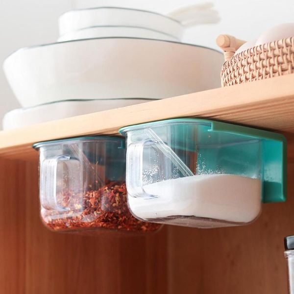 

storage bottles & jars drawer type seasoning jar under desk hidden container with lid multi-purpose spice organizer self adhesive