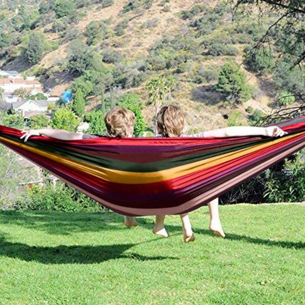 

camp furniture portable 1-2 person hanging bed 200x150cm two-color stitching nylon swing hammock sleeping outdoor hiking camping accessories