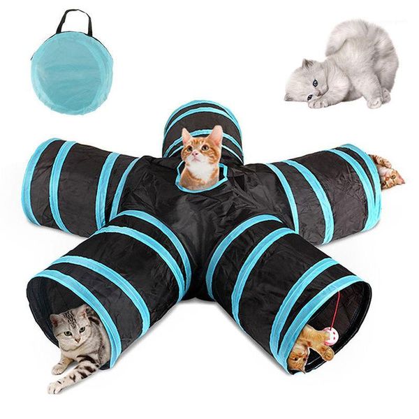 

cat toys 5 holes foldable pet tunnel indoor outdoor training interactive toy for cats animal play tube products1