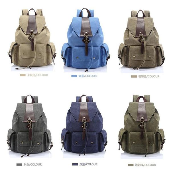 

backpack fashion men's vintage canvas school bag travel bags large capacity laptop