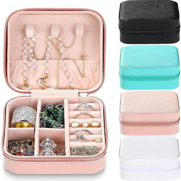 

4 design mini jewelry box for earrings travel necklace storage gift boxes girls women easy to carry small portable jewellery ring bra jllwrv, Black;white