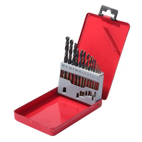 

13pcs portable twist drill bits 1.5-6.5mm 13 type combination set with storage box hex holder handle bit power repair hand tools professiona