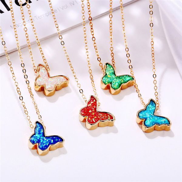 

cute butterfly pendant necklace for women cocktail party statement street style korean fashion jewelry gifts, Silver