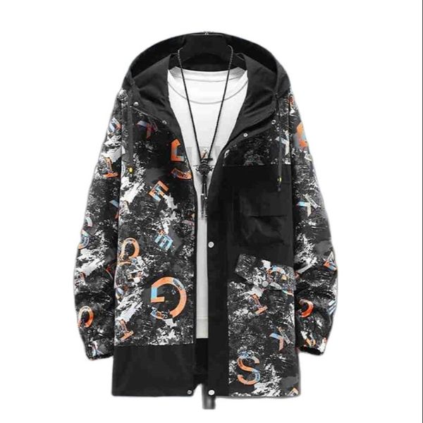 

men's trench coats winter autumn men jackets hooded geometry letter windbreaker hip hop street coat plus size 10xl 8xl 9xl, Tan;black