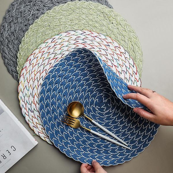 

mats & pads manual ramie place mat spiral round heat insulation western waterproof and oil proof pan bowl table