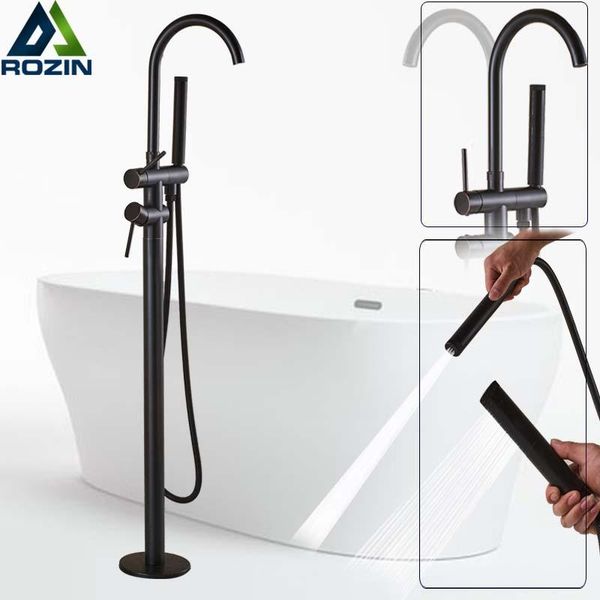 

floor mounted bathroom tub faucet black bronze rotate spout bathtub mixers with hand shower single pole clawfoot bath set sets
