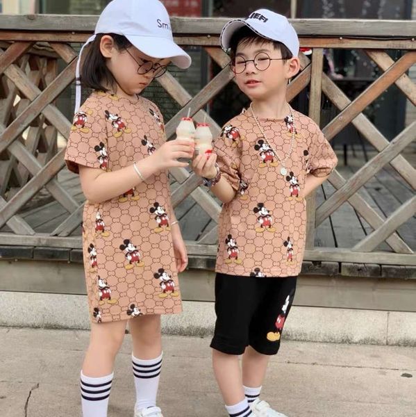 

boys and girls suits summer fashion brand children's suit girl's dress, White