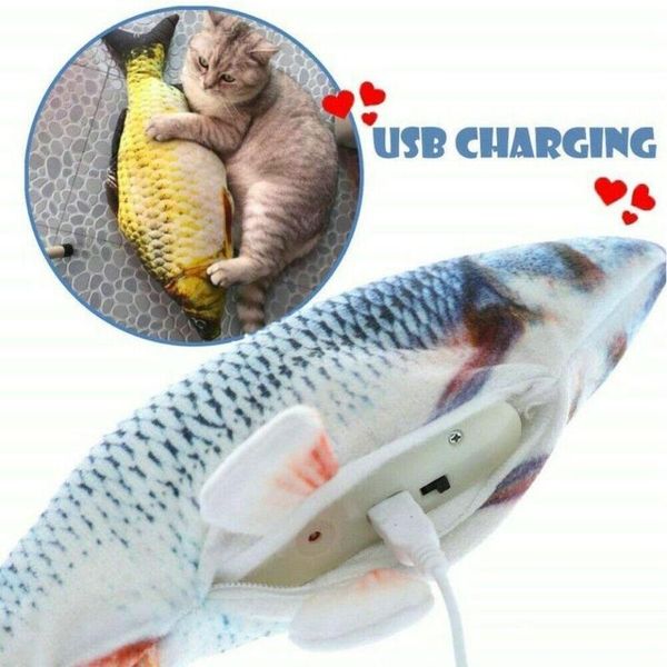 

cat wagging catnip toy 28cm dancing moving floppy fish simulation usb charging pet electronic x7n2 toys