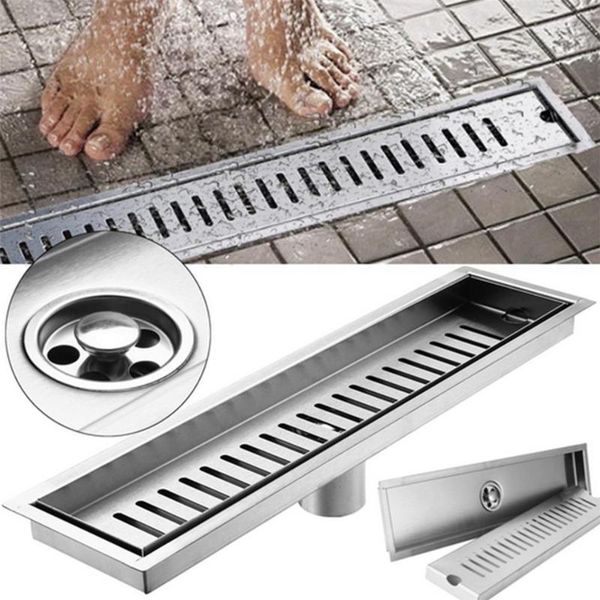 

bath accessory set 304 stainless steel rectangular floor drain bathroom thickening shower room deodorant balcony large displacement strip
