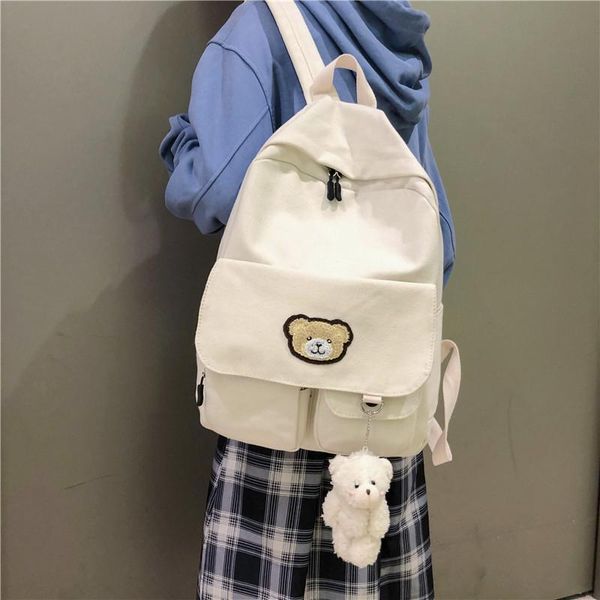 

outdoor bags harajuku ulzzang women backpacks cute school bag for teenage girls bookbag female travel rucksack kawaii bagpack with bear