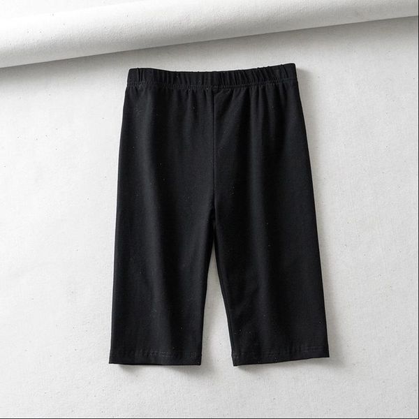 

women shorts cotton high waist elastic pure color slim knee length bike female drop good quality, White;black