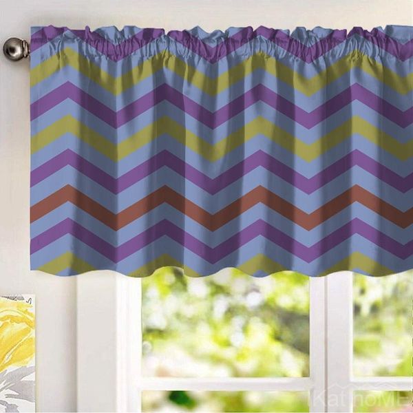 

curtain & drapes short window valance for kitchen bedroom room darkening blackout thermal abstract wave geometric chevron ikat pattern