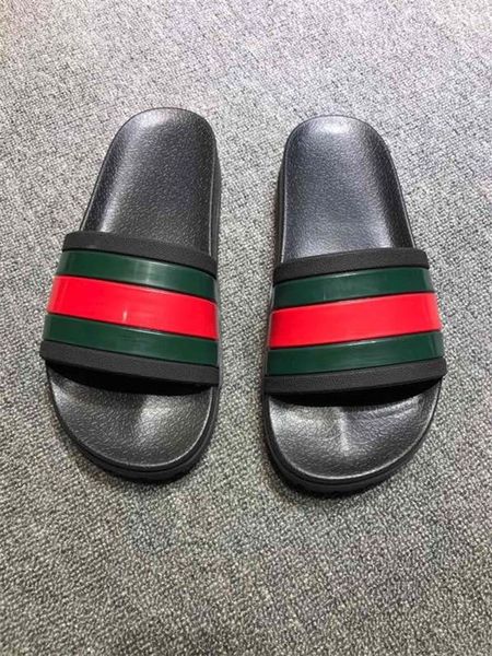 

valentin designer rubber slide sandal floral brocade men slipper gear bottoms flip flops women striped beach causal with box, Black