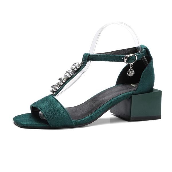 

brand women sandals summer 2021 fashion t-strap flip flop shoe woman casual medium heels crystal sandal female large size, Black