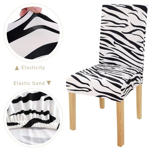 

chair covers zebra pattern cover stretch dining seat protector spandex slipcovers universal size el home decoration