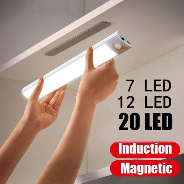

wireless pir motion sensor 7/12/20led light infrared induction lamp super bright bar closet cabinet wardrobe stairway