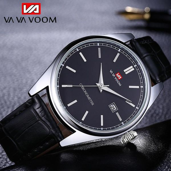 

wristwatches vava voom leather men's watch brand date waterproof watches mens 2021 casual quartz wrist for men relogio masculino, Slivery;brown