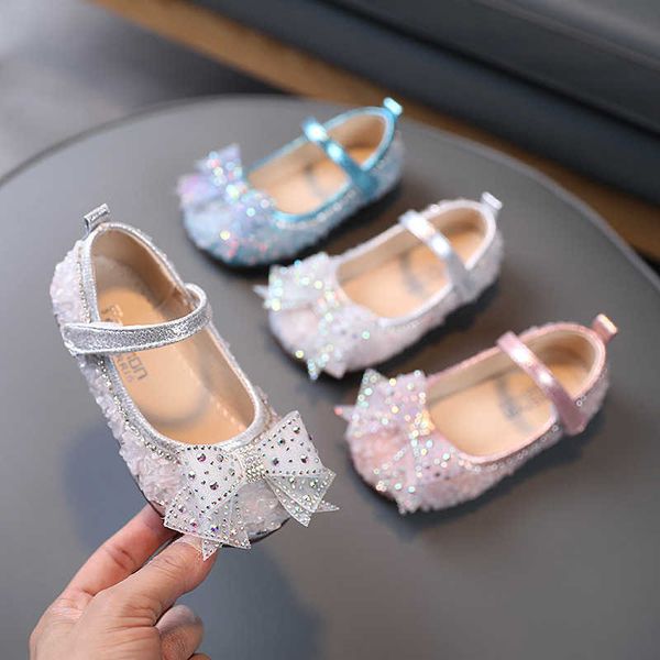 

new children's rhinestone princess shoes for teenager girls school bow wedding party dance crystal shoes new 1 2 3 12 years old x0703