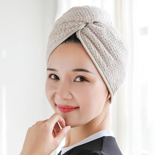

coral fleece absorbent dry hair cap quick towel headband shower caps