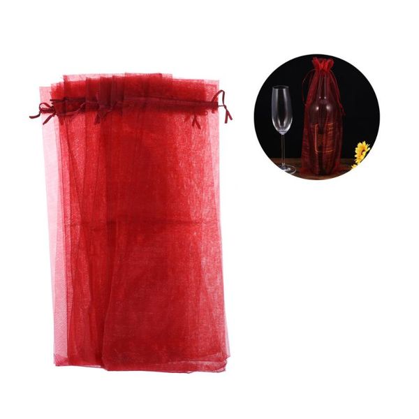

10pcs sheer organza bottle cover wrap gift bags (red)