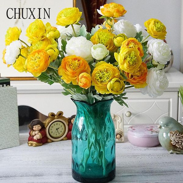 

decorative flowers & wreaths artificial silk 3 flower head lulian camellia home living room bedroom decoration wedding pography fake