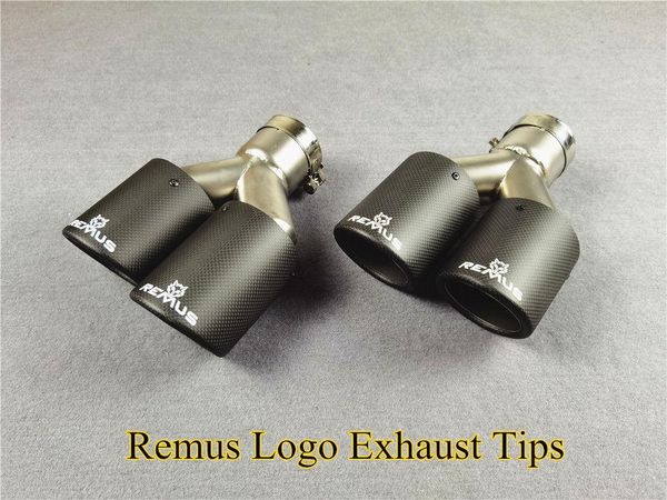 

pair universal matte carbon fiber with silver burnt exhaust muffler pipe for remus car double back exhausts tips motorcycle system