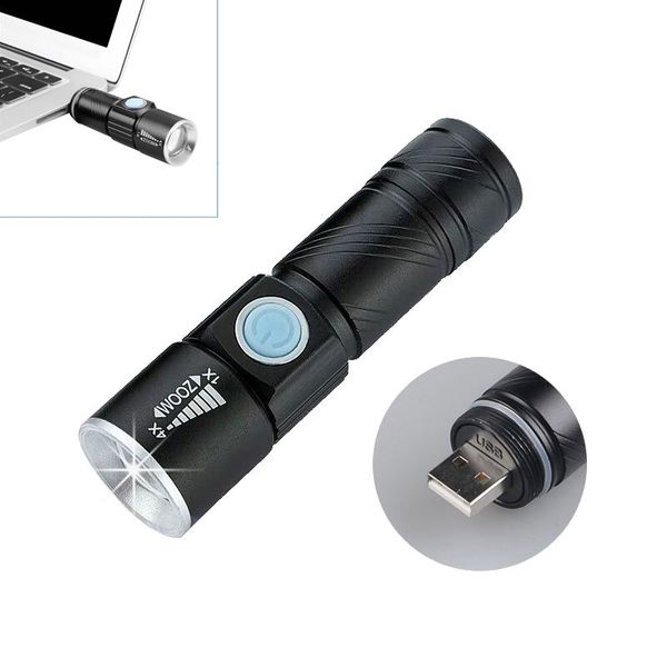 

om pocket mini led 3-mode usb rechargeable light high power 3w xpe torch lantern built-in battery emergency flashlights torches