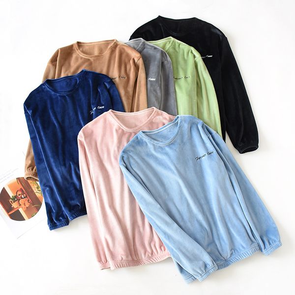 

women's sleepwear thicken flannel sleep casual loose pajamas women long sleeve winter ladies' pyjamas pullover v74j, Black;red