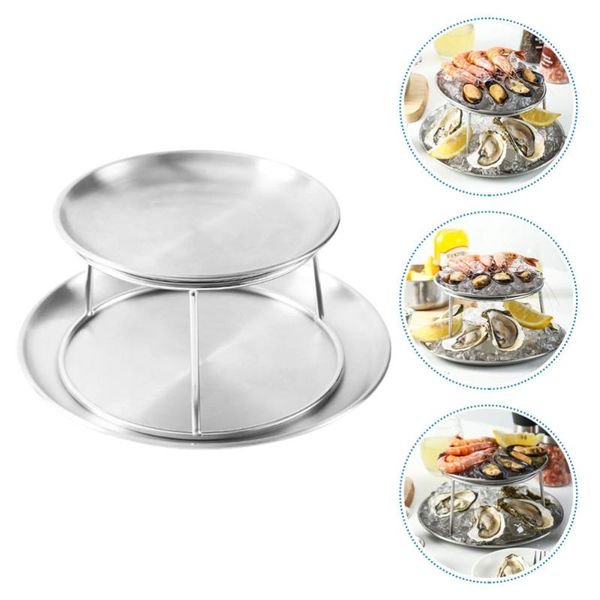 

dishes & plates stainless steel seafood plate snack for restaurant (silver)