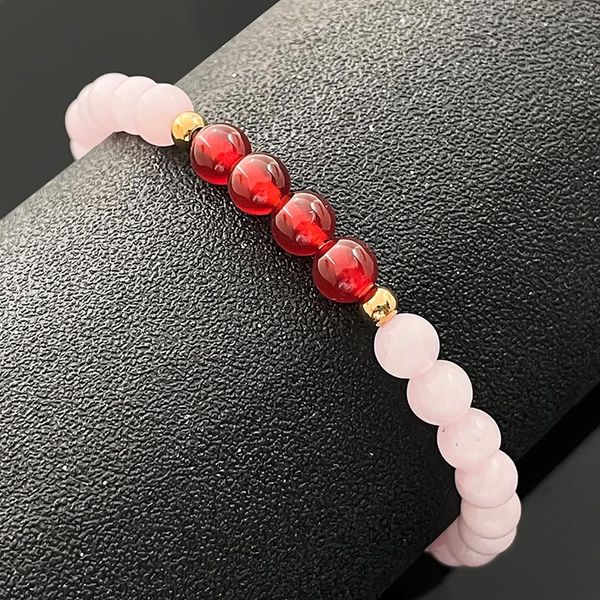 

beaded, strands cute natural stone bracelet for women handmade red pink gemstone beaded fashion simple jewelry gift, Black