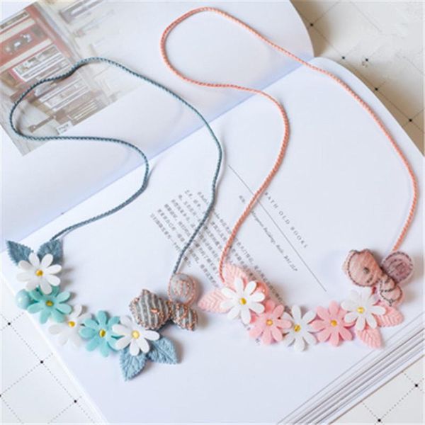 

pendant necklaces korean handmade cute cartoon fabric bee wreath flower princess kids children girl necklace apparel accessories-hzpr, Silver