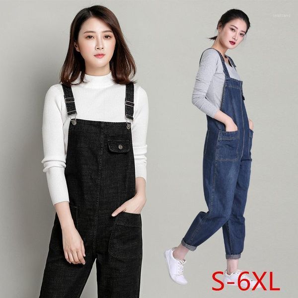 

women's jeans cowboy breastplate women high waist jumpsuit female loose woman pants plus size salopette jean boyfriend denim overalls, Blue