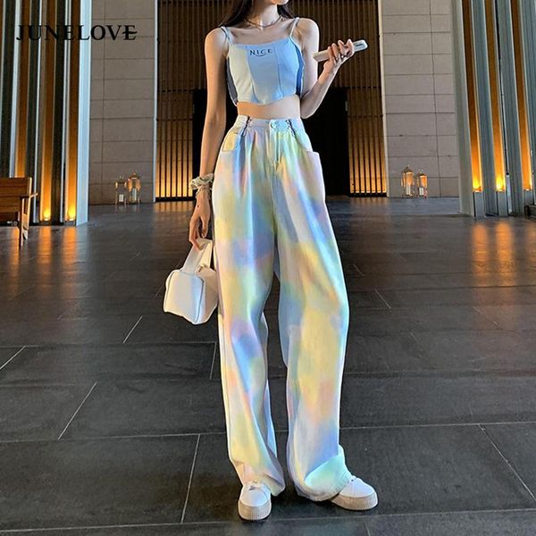 

women's jeans woman 2021 fashion straight pants high waist casual mom baggy jean female full length loose denim boyfriend trouser, Blue