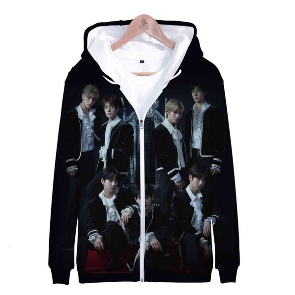 

women hoodie enhypen 3d printed autumn winter holiday passionate style men/women streetwear zip kawaii hooded punk, Black