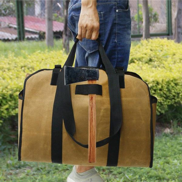 

storage bags 2in1 waterproof waxed canvas firewood log carry bag durable outdoor