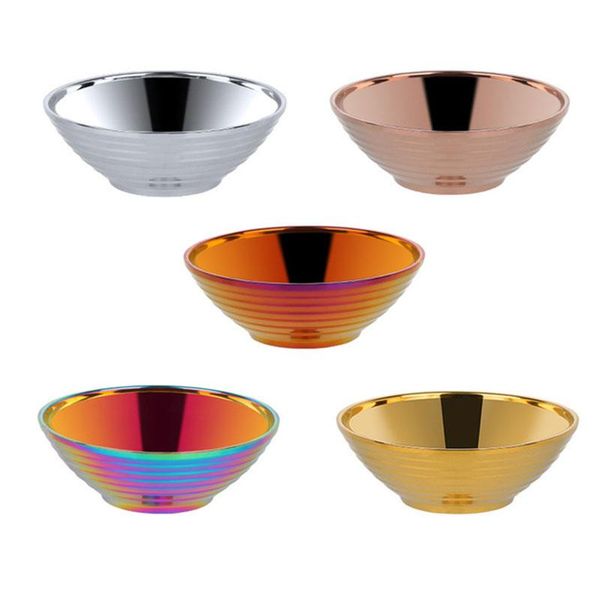 

insulation japanese stainless steel threaded ramen instant noodle bowl rice soup salad restaurant kitchen tableware bowls